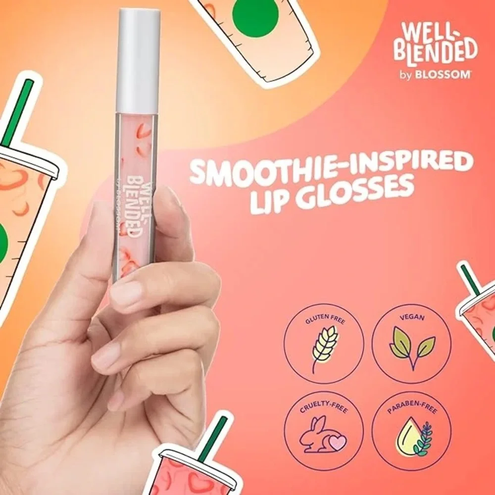 BLOSSOM Strawberries n Cream Lip Gloss & Strawberry Lip Oil Set, NEW